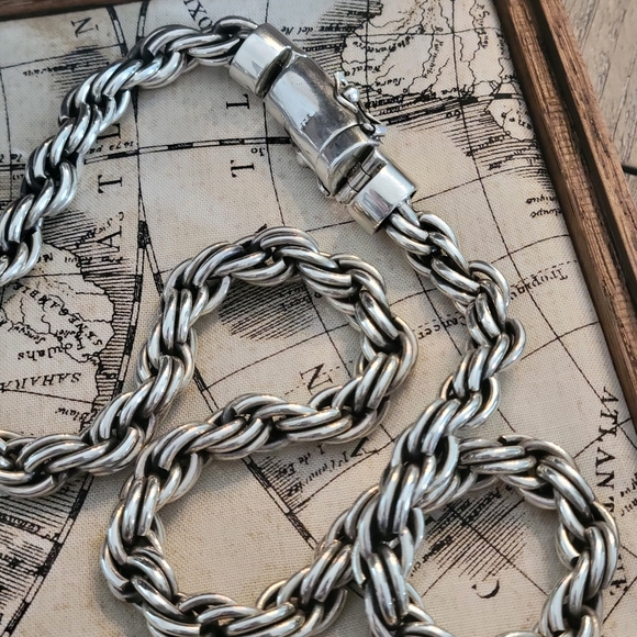Silver Rope Necklace Mens - Picture 3 of 3
